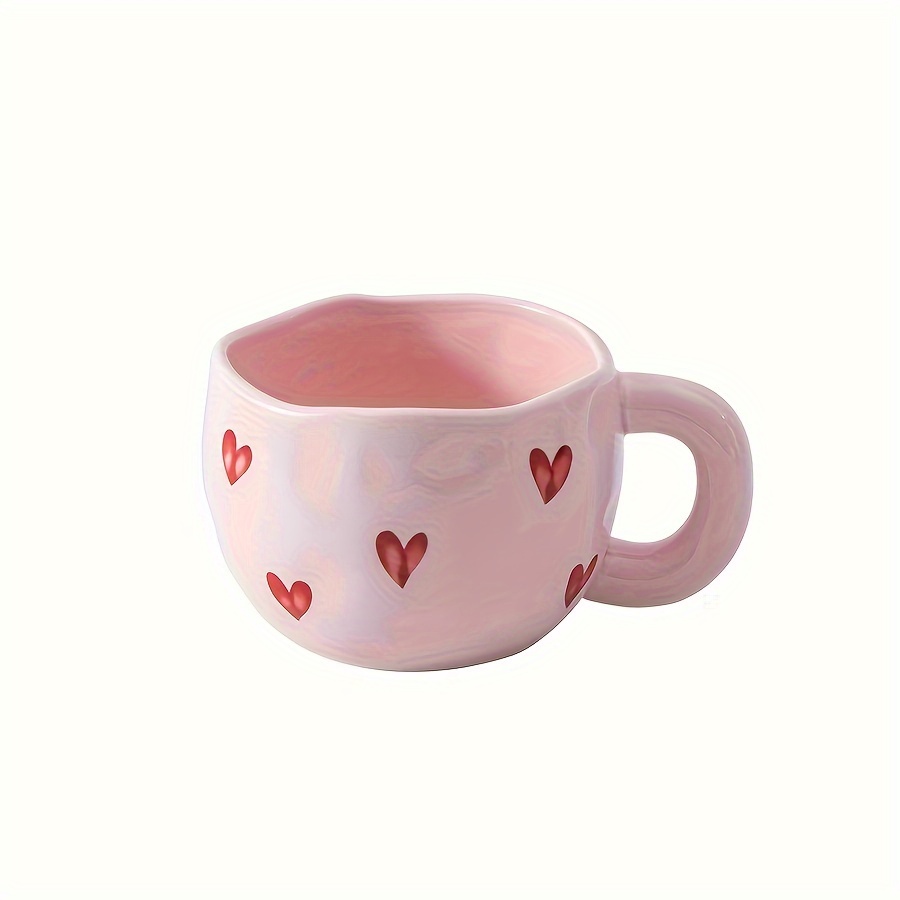 1pc, Ceramic Hand-Pinched Heart Cup, Princess-Style Valentine's Day Cute Coffee Cup, Exquisite Heart Pattern Floral Tea Cup, Suitable for Office and Home, the Perfect Gift for a Loved One, 7.4ozu002F220ml - Image 9