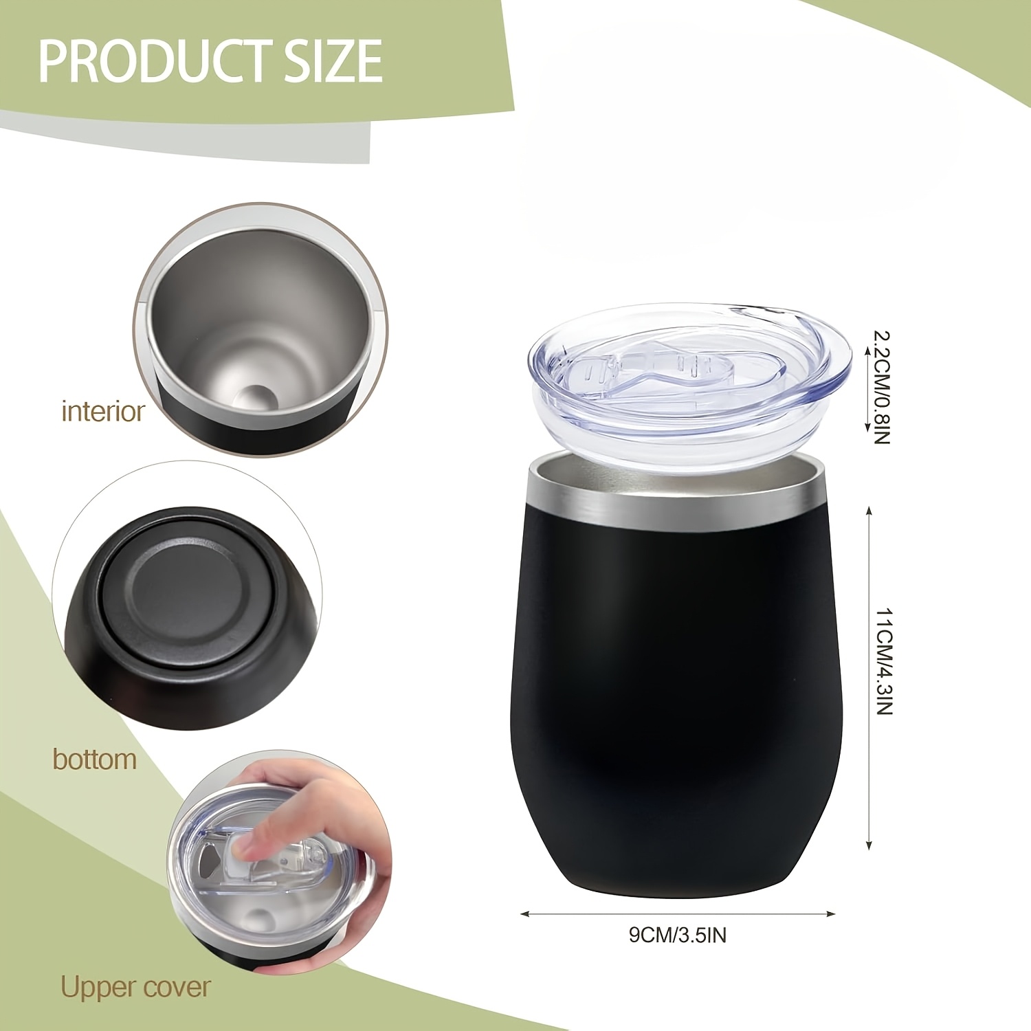 12oz Stainless Steel Insulated Wine Tumbler with Lid - Double-Wall Vacuum Insulated Cup, Spill-Proof Design & Elegant Finish, 304 Stainless Steel Reusable Vacuum Cup for Hotu002FCold Drinks, Coffee, Beer, Cocktails, Wine - Perfect for Home, Travel - Image 4