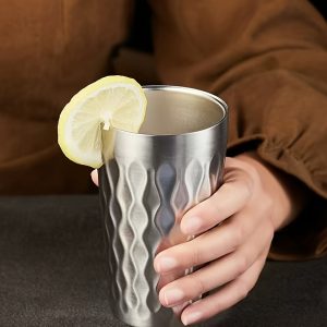 2pcs of Double-layer 304 Stainless Steel Novelty Cold Drink Cups, 15.22oz Large Capacity Beer Mugs, Suitable for Hotels, Homes, and Outdoor Gatherings