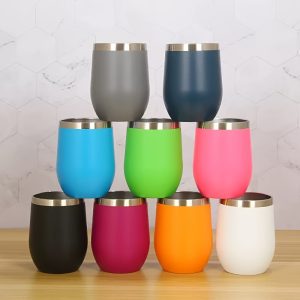 12oz Stainless Steel Insulated Wine Tumbler with Lid - Double-Wall Vacuum Insulated Cup, Spill-Proof Design & Elegant Finish, 304 Stainless Steel Reusable Vacuum Cup for Hotu002FCold Drinks, Coffee, Beer, Cocktails, Wine - Perfect for Home, Travel