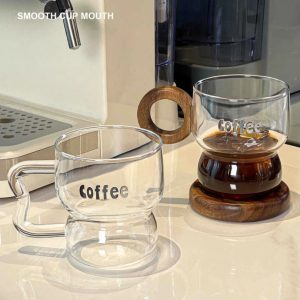 Mug, Glass Coffee Cup, Office Glass Water Cup, Suitable for Home High-V Coffee, Juice, Cold Drink Cup