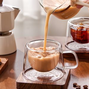 2pcs Double-Wall Glass Coffee Mugs, Made of High Borosilicate Glass - Heat And Cold Resistant, Ideal for Pour-Over Coffee, English Tea, Milk, Cappuccino, Etc., Suitable for Restaurants, Cafes, Or Home Use, Perfect Christmas Gift