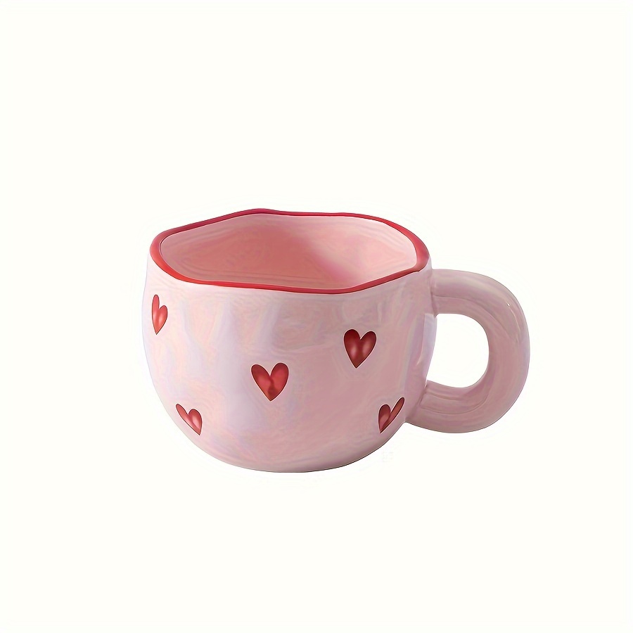 1pc, Ceramic Hand-Pinched Heart Cup, Princess-Style Valentine's Day Cute Coffee Cup, Exquisite Heart Pattern Floral Tea Cup, Suitable for Office and Home, the Perfect Gift for a Loved One, 7.4ozu002F220ml - Image 11